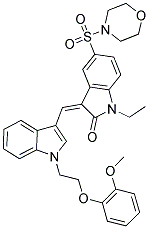 (Z)-1-ETHYL-3-((1-(2-(2-METHOXYPHENOXY)ETHYL)-1H-INDOL-3-YL)METHYLENE)-5-(MORPHOLINOSULFONYL)INDOLIN-2-ONE Struktur