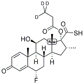 6A,9A-DIFLUORO-11BETA-HYDROXY-16A-METHYL-3-OXO-17A-(3,3,3-D3-PROPIONYLOXY)-ANDROSTA-1,4-DIENE-17BETA-CARBOTHIOIC ACID Struktur