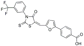 4-[5-((E)-{4-OXO-2-THIOXO-3-[3-(TRIFLUOROMETHYL)PHENYL]-1,3-THIAZOLIDIN-5-YLIDENE}METHYL)-2-FURYL]BENZOIC ACID Struktur