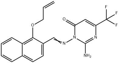 3-(((E)-[1-(ALLYLOXY)-2-NAPHTHYL]METHYLIDENE)AMINO)-2-AMINO-6-(TRIFLUOROMETHYL)-4(3H)-PYRIMIDINONE Struktur