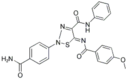 2-[4-(AMINOCARBONYL)PHENYL]-N-PHENYL-5-[(4-METHOXYBENZOYL)IMINO]-1,2,3-THIADIAZOLE-4(2H)-CARBOXAMIDE Struktur