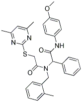 2-(4,6-DIMETHYLPYRIMIDIN-2-YLTHIO)-N-(2-(4-METHOXYPHENYLAMINO)-2-OXO-1-PHENYLETHYL)-N-(2-METHYLBENZYL)ACETAMIDE Struktur