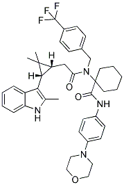 1-(2-((1R,3S)-2,2-DIMETHYL-3-(2-METHYL-1H-INDOL-3-YL)CYCLOPROPYL)-N-(4-(TRIFLUOROMETHYL)BENZYL)ACETAMIDO)-N-(4-MORPHOLINOPHENYL)CYCLOHEXANECARBOXAMIDE Struktur