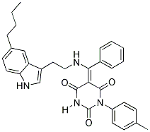 (E)-5-((2-(5-BUTYL-1H-INDOL-3-YL)ETHYLAMINO)(PHENYL)METHYLENE)-1-P-TOLYLPYRIMIDINE-2,4,6(1H,3H,5H)-TRIONE Struktur