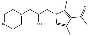 1-[1-(2-HYDROXY-3-PIPERAZIN-1-YL-PROPYL)-2,4-DIMETHYL-1H-PYRROL-3-YL]-ETHANONE Struktur