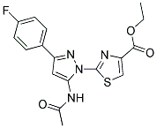 ETHYL 2-[5-(ACETYLAMINO)-3-(4-FLUOROPHENYL)-1H-PYRAZOL-1-YL]-1,3-THIAZOLE-4-CARBOXYLATE Struktur