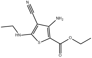 ETHYL 3-AMINO-4-CYANO-5-(ETHYLAMINO)THIOPHENE-2-CARBOXYLATE Struktur