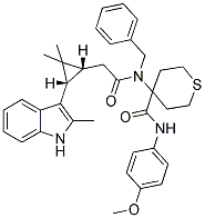 4-(N-BENZYL-2-((1R,3S)-2,2-DIMETHYL-3-(2-METHYL-1H-INDOL-3-YL)CYCLOPROPYL)ACETAMIDO)-N-(4-METHOXYPHENYL)-TETRAHYDRO-2H-THIOPYRAN-4-CARBOXAMIDE Struktur