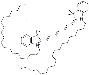 1-ICOSYL-2-[(1E,3E,5E)-7-(1-ICOSYL-3,3-DIMETHYL-1,3-DIHYDRO-2H-INDOL-2-YLIDENE)-1,3,5-HEPTATRIENYL]-3,3-DIMETHYL-3H-INDOLIUM IODIDE Struktur