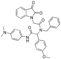 N-BENZYL-N-(2-(4-(DIMETHYLAMINO)PHENYLAMINO)-1-(4-METHOXYPHENYL)-2-OXOETHYL)-2-(2,3-DIOXOINDOLIN-1-YL)ACETAMIDE Struktur