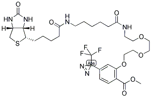 2-[2-[2-[2-[6-(BIOTINYLAMINOHEXANOYL)]AMINOETHOXY]ETHOXY]ETHOXY]-4-[3-(TRIFLUOROMETHYL)-3H-DIAZIRIN-3-YL]BENZOIC ACID, METHYL ESTER Struktur