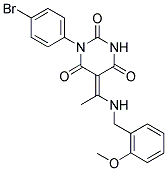 (5E)-1-(4-BROMOPHENYL)-5-{1-[(2-METHOXYBENZYL)AMINO]ETHYLIDENE}PYRIMIDINE-2,4,6(1H,3H,5H)-TRIONE Struktur