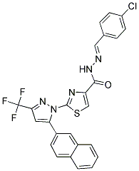 (E)-N'-(4-CHLOROBENZYLIDENE)-2-(5-(NAPHTHALEN-2-YL)-3-(TRIFLUOROMETHYL)-1H-PYRAZOL-1-YL)THIAZOLE-4-CARBOHYDRAZIDE Struktur