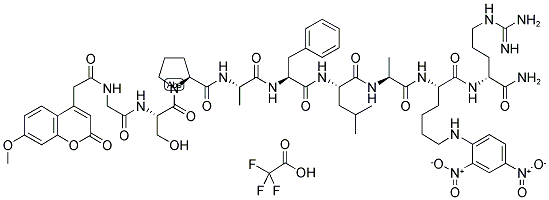 (7-METHOXYCOUMARIN-4-YL)ACETYLGLYCYL-L-SERYL-L-PROLYL-L-ALANYL-L-PHENYLALANYL-L-LEUCYL-L-ALANYL-[N-EPSILON-(2,4-DINITROPHENYL)-L-LYSYL]-D-ARGININE AMIDE Struktur