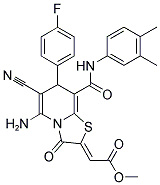 (Z)-METHYL 2-(5-AMINO-6-CYANO-8-(3,4-DIMETHYLPHENYLCARBAMOYL)-7-(4-FLUOROPHENYL)-3-OXO-3H-THIAZOLO[3,2-A]PYRIDIN-2(7H)-YLIDENE)ACETATE Struktur