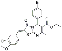 (Z)-ETHYL 2-(BENZO[D][1,3]DIOXOL-5-YLMETHYLENE)-5-(4-BROMOPHENYL)-7-METHYL-3-OXO-3,5-DIHYDRO-2H-THIAZOLO[3,2-A]PYRIMIDINE-6-CARBOXYLATE Struktur