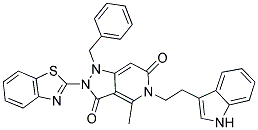 5-(2-(1H-INDOL-3-YL)ETHYL)-2-(BENZO[D]THIAZOL-2-YL)-1-BENZYL-4-METHYL-1,2-DIHYDRO-5H-PYRAZOLO[4,3-C]PYRIDINE-3,6-DIONE Struktur