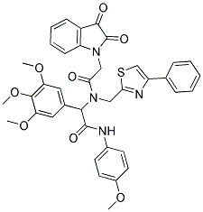 2-(2,3-DIOXOINDOLIN-1-YL)-N-(2-(4-METHOXYPHENYLAMINO)-2-OXO-1-(3,4,5-TRIMETHOXYPHENYL)ETHYL)-N-((4-PHENYLTHIAZOL-2-YL)METHYL)ACETAMIDE Struktur