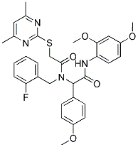 N-(2,4-DIMETHOXYPHENYL)-2-(2-(4,6-DIMETHYLPYRIMIDIN-2-YLTHIO)-N-(2-FLUOROBENZYL)ACETAMIDO)-2-(4-METHOXYPHENYL)ACETAMIDE Struktur