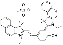 3-ETHYL-2-[(1E,3E)-5-(3-ETHYL-1,1-DIMETHYL-1,3-DIHYDRO-2H-BENZO[E]INDOL-2-YLIDENE)-3-(3-HYDROXYPROPYL)-1,3-PENTADIENYL]-1,1-DIMETHYL-1H-BENZO[E]INDOLIUM PERCHLORATE Struktur