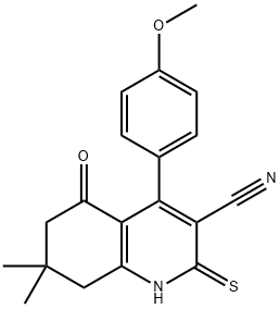 2-MERCAPTO-4-(4-METHOXYPHENYL)-7,7-DIMETHYL-5-OXO-5,6,7,8-TETRAHYDROQUINOLINE-3-CARBONITRILE Struktur