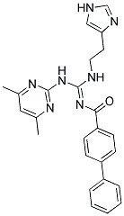 (E)-N-((2-(1H-IMIDAZOL-4-YL)ETHYLAMINO)(4,6-DIMETHYLPYRIMIDIN-2-YLAMINO)METHYLENE)BIPHENYL-4-CARBOXAMIDE Struktur