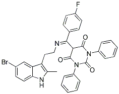 (E)-5-((2-(5-BROMO-2-METHYL-1H-INDOL-3-YL)ETHYLIMINO)(4-FLUOROPHENYL)METHYL)-1,3-DIPHENYLPYRIMIDINE-2,4,6(1H,3H,5H)-TRIONE Struktur