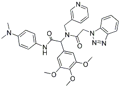 2-(2-(1H-BENZO[D][1,2,3]TRIAZOL-1-YL)-N-(PYRIDIN-3-YLMETHYL)ACETAMIDO)-N-(4-(DIMETHYLAMINO)PHENYL)-2-(3,4,5-TRIMETHOXYPHENYL)ACETAMIDE Struktur