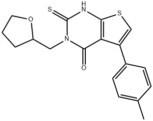 2-MERCAPTO-5-(4-METHYLPHENYL)-3-(TETRAHYDROFURAN-2-YLMETHYL)THIENO[2,3-D]PYRIMIDIN-4(3H)-ONE Struktur