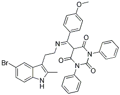 (E)-5-((2-(5-BROMO-2-METHYL-1H-INDOL-3-YL)ETHYLIMINO)(4-METHOXYPHENYL)METHYL)-1,3-DIPHENYLPYRIMIDINE-2,4,6(1H,3H,5H)-TRIONE Struktur