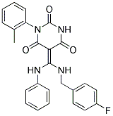 5-{(Z)-ANILINO[(4-FLUOROBENZYL)AMINO]METHYLIDENE}-1-(2-METHYLPHENYL)-2,4,6(1H,3H)-PYRIMIDINETRIONE Struktur