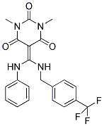 5-(ANILINO{[4-(TRIFLUOROMETHYL)BENZYL]AMINO}METHYLENE)-1,3-DIMETHYLPYRIMIDINE-2,4,6(1H,3H,5H)-TRIONE Struktur