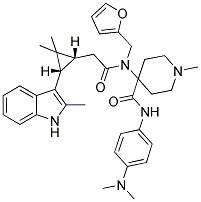 4-(2-((1R,3S)-2,2-DIMETHYL-3-(2-METHYL-1H-INDOL-3-YL)CYCLOPROPYL)-N-(FURAN-2-YLMETHYL)ACETAMIDO)-N-(4-(DIMETHYLAMINO)PHENYL)-1-METHYLPIPERIDINE-4-CARBOXAMIDE Struktur