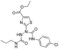 ETHYL 2-{1-{[(4-CHLOROPHENYL)AMINO]CARBONYL}-2-[(PROPYLAMINO)CARBONYL]HYDRAZINO}-1,3-THIAZOLE-4-CARBOXYLATE Struktur