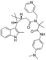 2-(2-((1R,3S)-2,2-DIMETHYL-3-(2-METHYL-1H-INDOL-3-YL)CYCLOPROPYL)-N-(PYRIDIN-3-YLMETHYL)ACETAMIDO)-N-(4-(DIMETHYLAMINO)PHENYL)-2-METHYLPROPANAMIDE Struktur