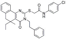 N-(4-CHLOROPHENYL)-2-(5-ETHYL-5-METHYL-4-OXO-3-PHENETHYL-3,4,5,6-TETRAHYDROBENZO[H]QUINAZOLIN-2-YLTHIO)ACETAMIDE Struktur