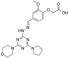 (E)-2-(2-METHOXY-4-((2-(4-MORPHOLINO-6-(PYRROLIDIN-1-YL)-1,3,5-TRIAZIN-2-YL)HYDRAZONO)METHYL)PHENOXY)ACETIC ACID Struktur