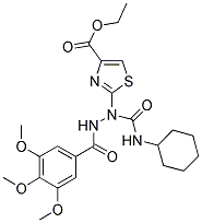 ETHYL 2-(1-(CYCLOHEXYLCARBAMOYL)-2-(3,4,5-TRIMETHOXYBENZOYL)HYDRAZINYL)THIAZOLE-4-CARBOXYLATE Struktur