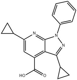 3,6-DICYCLOPROPYL-1-PHENYL-1 H-PYRAZOLO[3,4-B ]PYRIDINE-4-CARBOXYLIC ACID Struktur