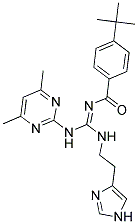 (E)-N-((2-(1H-IMIDAZOL-4-YL)ETHYLAMINO)(4,6-DIMETHYLPYRIMIDIN-2-YLAMINO)METHYLENE)-4-TERT-BUTYLBENZAMIDE Struktur