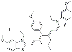 3-ETHYL-2-((E)-2-[3-((E)-2-[3-ETHYL-5-METHOXY-1,3-BENZOTHIAZOL-2(3H)-YLIDENE]ETHYLIDENE)-2-(4-METHOXYPHENYL)-5-METHYL-1-CYCLOHEXEN-1-YL]ETHENYL)-5-METHOXY-1,3-BENZOTHIAZOL-3-IUM IODIDE Struktur