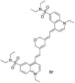 6-[(DIETHYLAMINO)SULFONYL]-4-((E)-2-[5-((Z)-2-[6-[(DIETHYLAMINO)SULFONYL]-1-ETHYL-4(1H)-QUINOLINYLIDENE]ETHYLIDENE)-2H-PYRAN-3(6H)-YL]ETHENYL)-1-ETHYLQUINOLINIUM BROMIDE Struktur