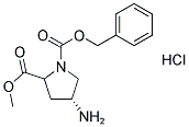 (4R)-4-AMINO-1-[BENZYLOXYCARBONYL]PYRROLIDINE-2-METHYLCARBOXYLATEHYDROCHLORIDE Struktur