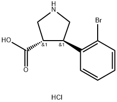 (TRANS)-4-(2-BROMO-PHENYL)-PYRROLIDINE-3-CARBOXYLIC ACID-HCL Struktur