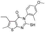 5-ETHYL-2-MERCAPTO-3-(4-METHOXY-2-METHYLPHENYL)-6-METHYLTHIENO[2,3-D]PYRIMIDIN-4(3H)-ONE Struktur