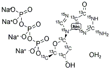 2'-DEOXYGUANOSINE-13C10,15N5 5'-TRIPHOSPHATE SODIUM SALT HYDRATE Struktur