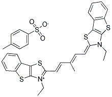 3-ETHYL-2-((1E,3E)-5-[3-ETHYL[1]BENZOTHIENO[2,3-D][1,3]THIAZOL-2(3H)-YLIDENE]-3-METHYL-1,3-PENTADIENYL)[1]BENZOTHIENO[2,3-D][1,3]THIAZOL-3-IUM 4-METHYLBENZENESULFONATE Struktur