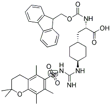 (S)-N-ALPHA-(9-FLUORENYLMETHYLOXYCARBONYL)-4-(2,2,5,7,8-PENTAMETHYLCHROMAN-6-SULFONYL-GUANIDINO)-TRANS-CYCLOHEXYLALANINE Struktur