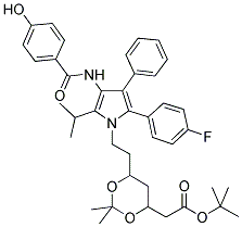 (6-(2-[2-(4-FLUORO-PHENYL)-4-(4-HYDROXY-PHENYLCARBAMOYL)-5-ISOPROPYL-3-PHENYL-PYRROL-1-YL]-ETHYL)-2,2-DIMETHYL-[1,3]-DIOXANE-4-YL)-ACETIC ACID, TERT-BUTYL ESTER Struktur