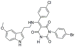 (E)-1-(4-BROMOPHENYL)-5-((4-CHLOROPHENYL)(2-(5-METHOXY-1H-INDOL-3-YL)ETHYLAMINO)METHYLENE)PYRIMIDINE-2,4,6(1H,3H,5H)-TRIONE Struktur